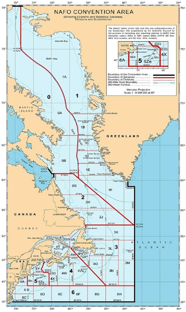 NAFO convention area. Fuente: www.dfo-mpo.gc.ca